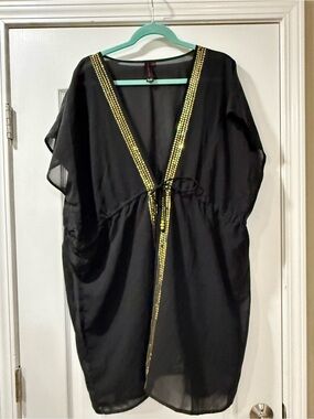 Moda Black and Gold Sheer Cover-Up OS